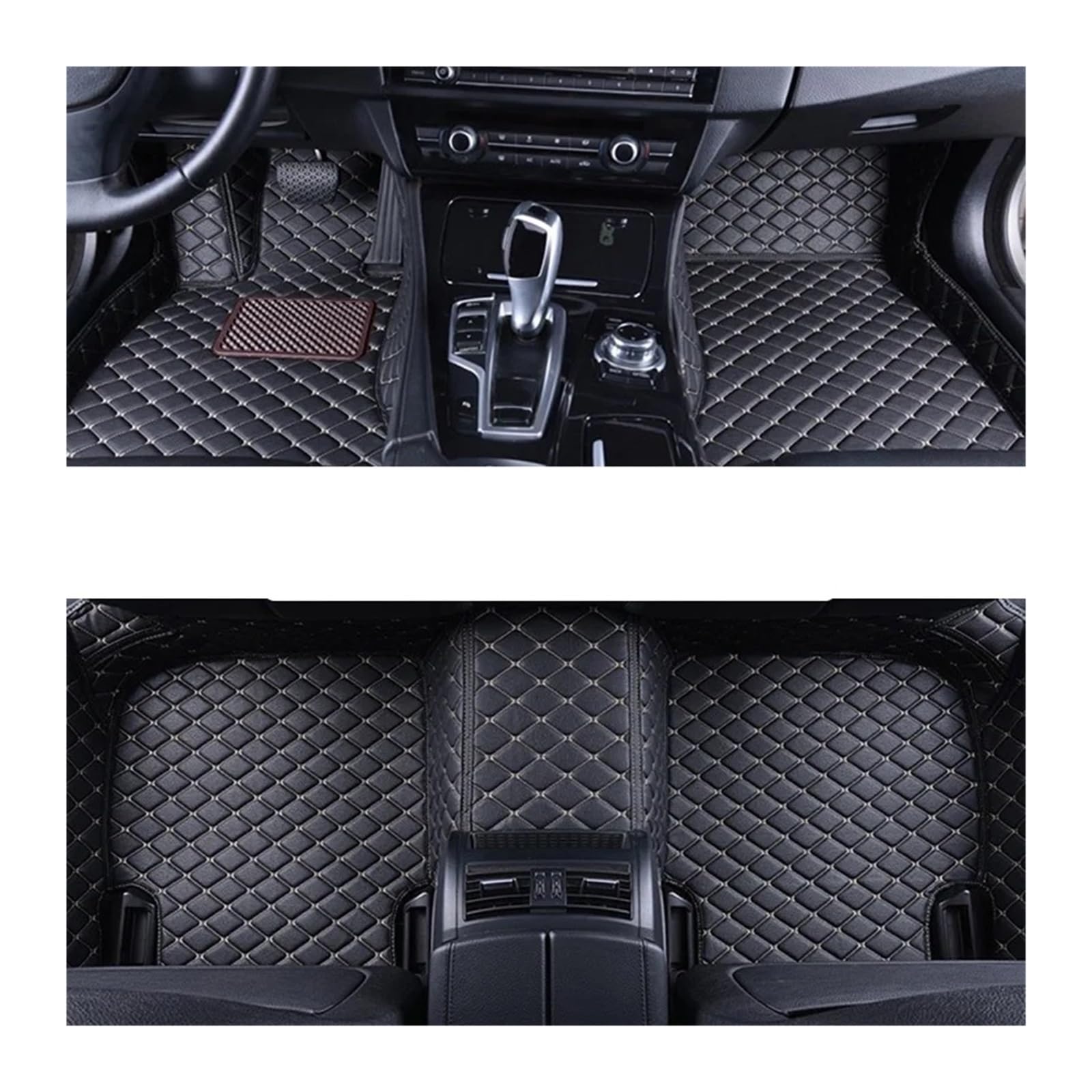 Autofußmatten-Set Auto Leder Teppiche FIT Für Audi Q3 8U 2018 2017 2016 2015 2014 2013 2012 Auto Fußmatten Zubehör Dekoration Antirutschmatte Auto(LHD 3pcs blk beige) von LCQSYE