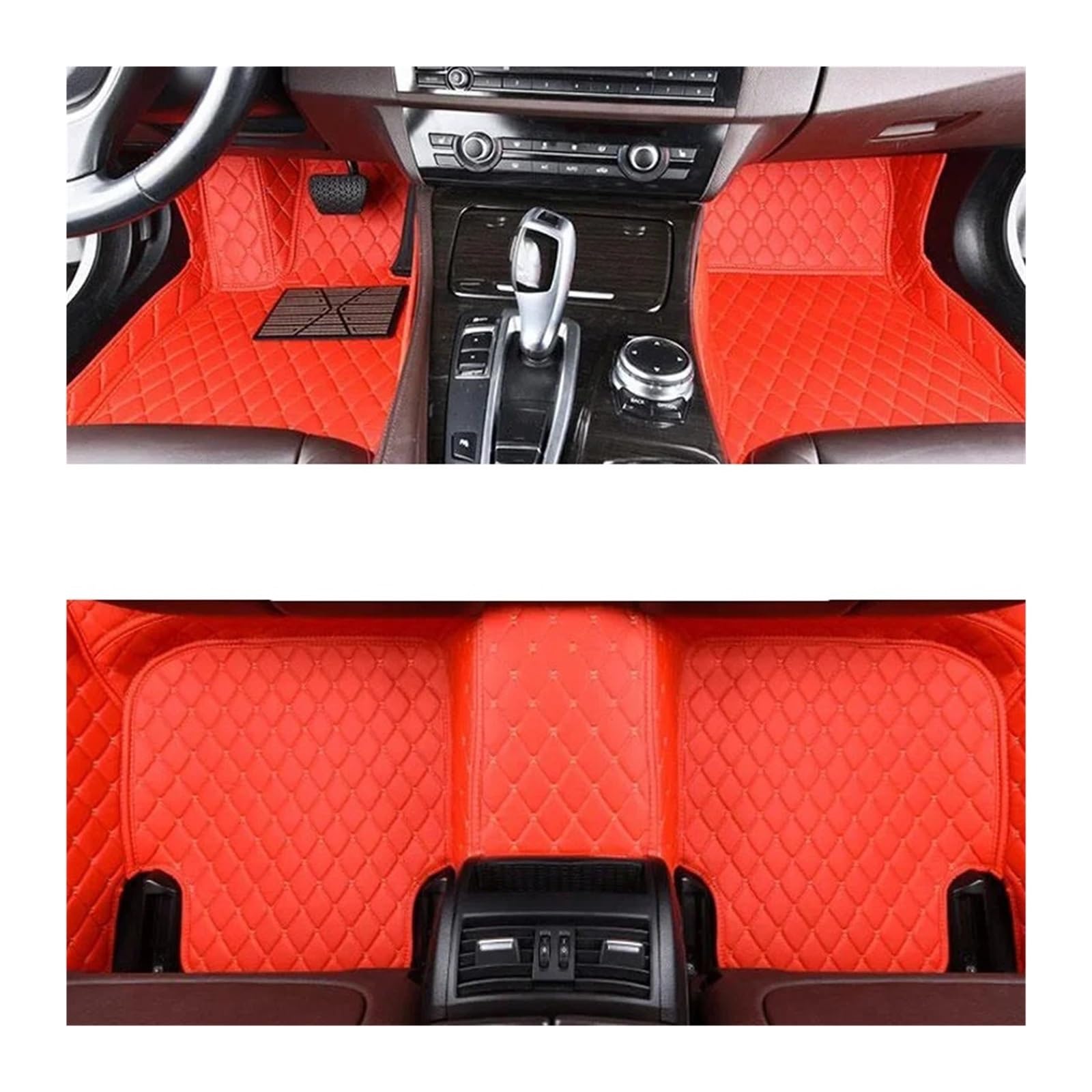 Autofußmatten-Set Auto Leder Teppiche FIT Für Audi Q3 8U 2018 2017 2016 2015 2014 2013 2012 Auto Fußmatten Zubehör Dekoration Antirutschmatte Auto(LHD 3pcs red) von LCQSYE