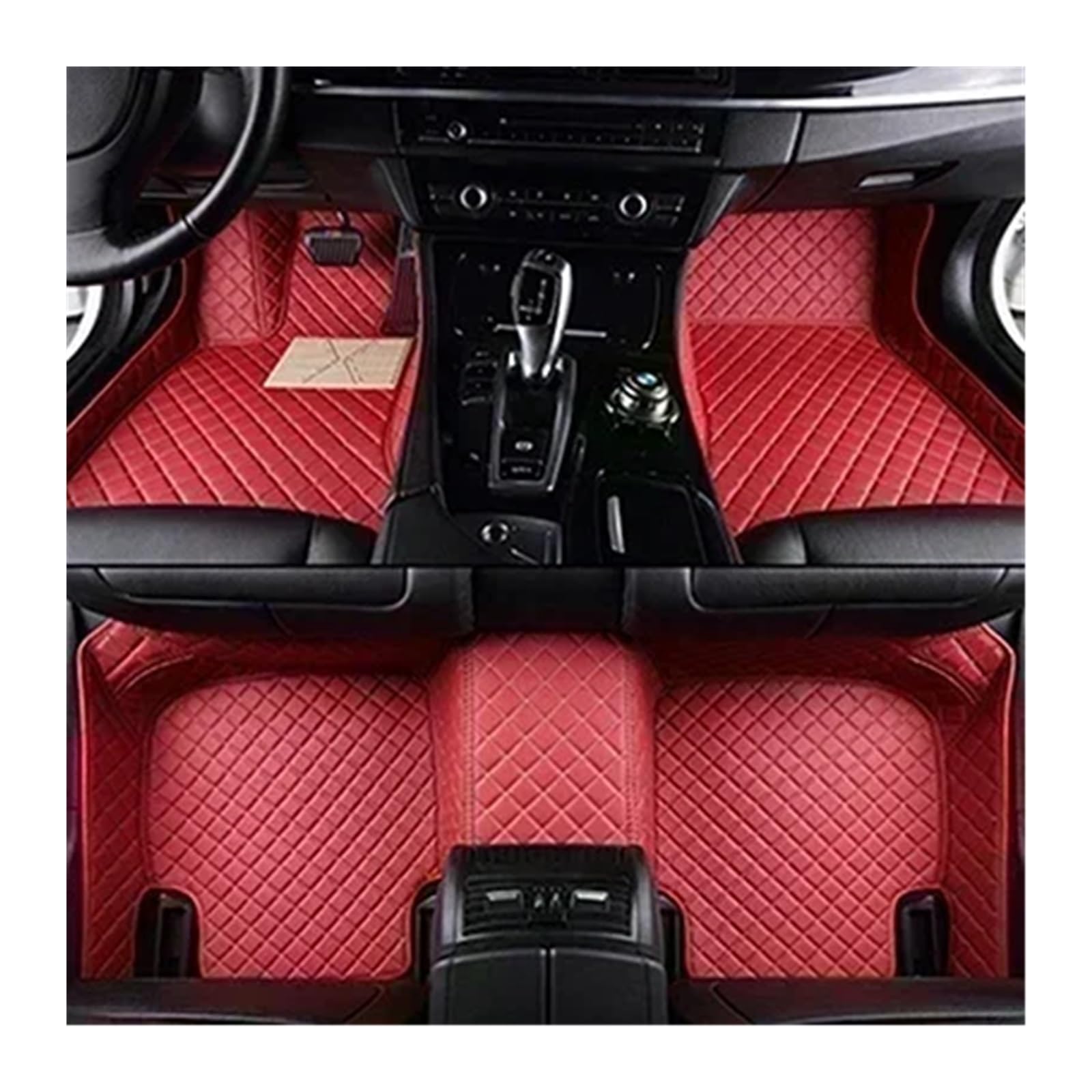 Autofußmatten-Set Benutzerdefinierte 3D-Volldeckungs-Auto-Fußmatten passend für Mercedes Benz GLK 2008–2014 Jahr Innendetails Antirutschmatte Auto(Red 5 Seat) von LCQSYE