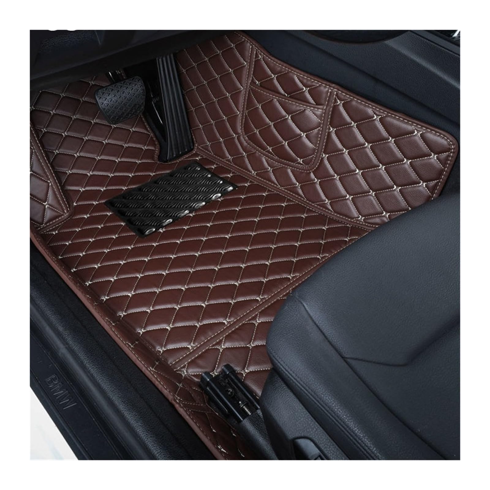 Autofußmatten-Set Benutzerdefinierte Automotive Auto Fußmatten für VW Golf 5 2004 2005 2006 2007 Auto Luxus Leder Männer Frauen Abdeckung Antirutschmatte Auto(Black Brown) von LCQSYE