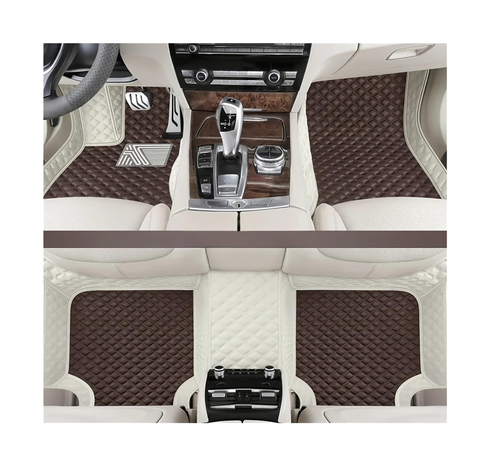 Autofußmatten-Set Custom Car Fußmatten Fit Für Toyota Land Cruiser 100 200 300 1997-2006 2007-2020 2021-2023 Auto Teppiche Antirutschmatte Auto(Black Brown,1997-2006) von LCQSYE