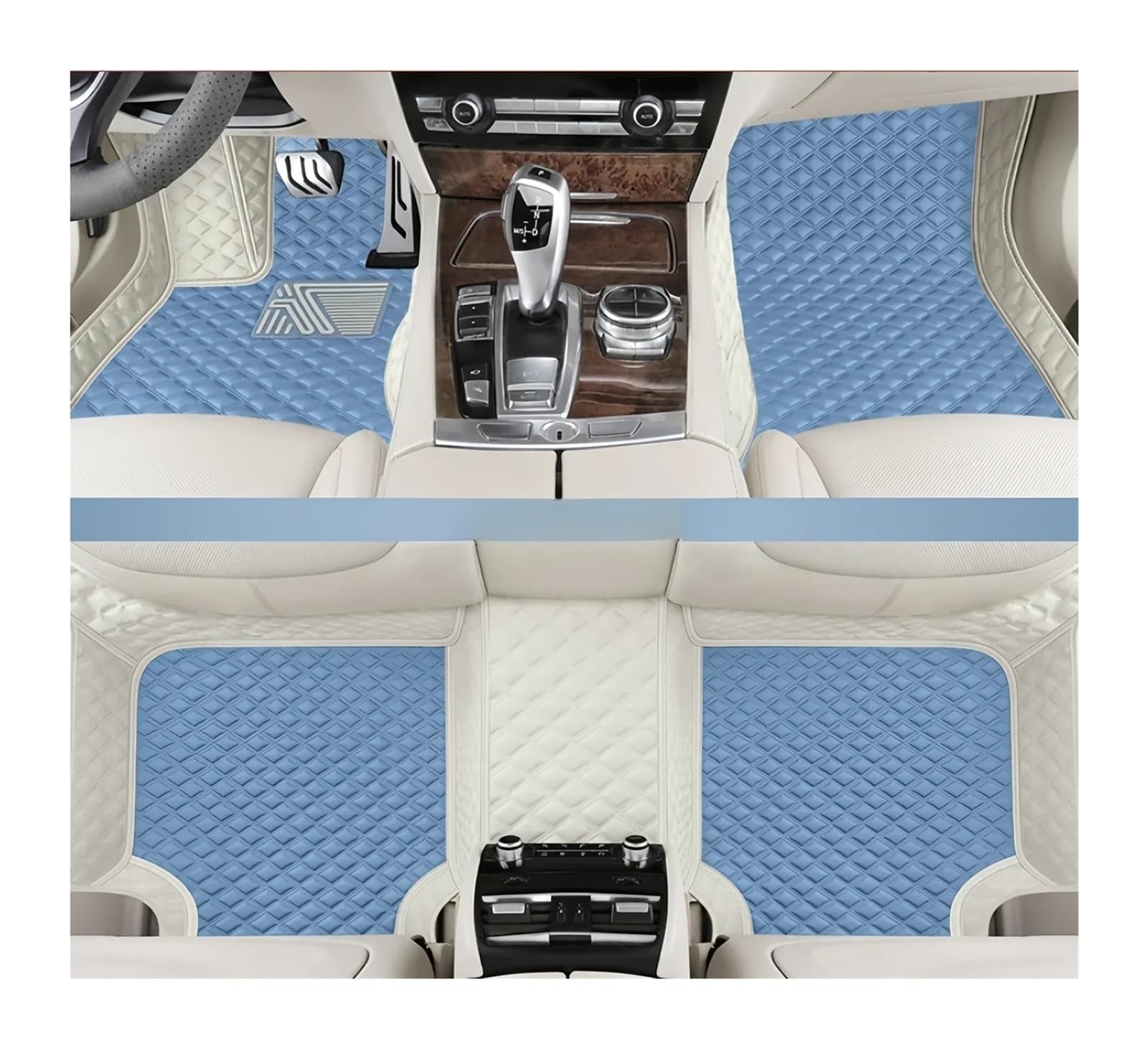 Autofußmatten-Set Custom Car Fußmatten Fit Für Toyota Land Cruiser 100 200 300 1997-2006 2007-2020 2021-2023 Auto Teppiche Antirutschmatte Auto(Moon Blue,1997-2006) von LCQSYE