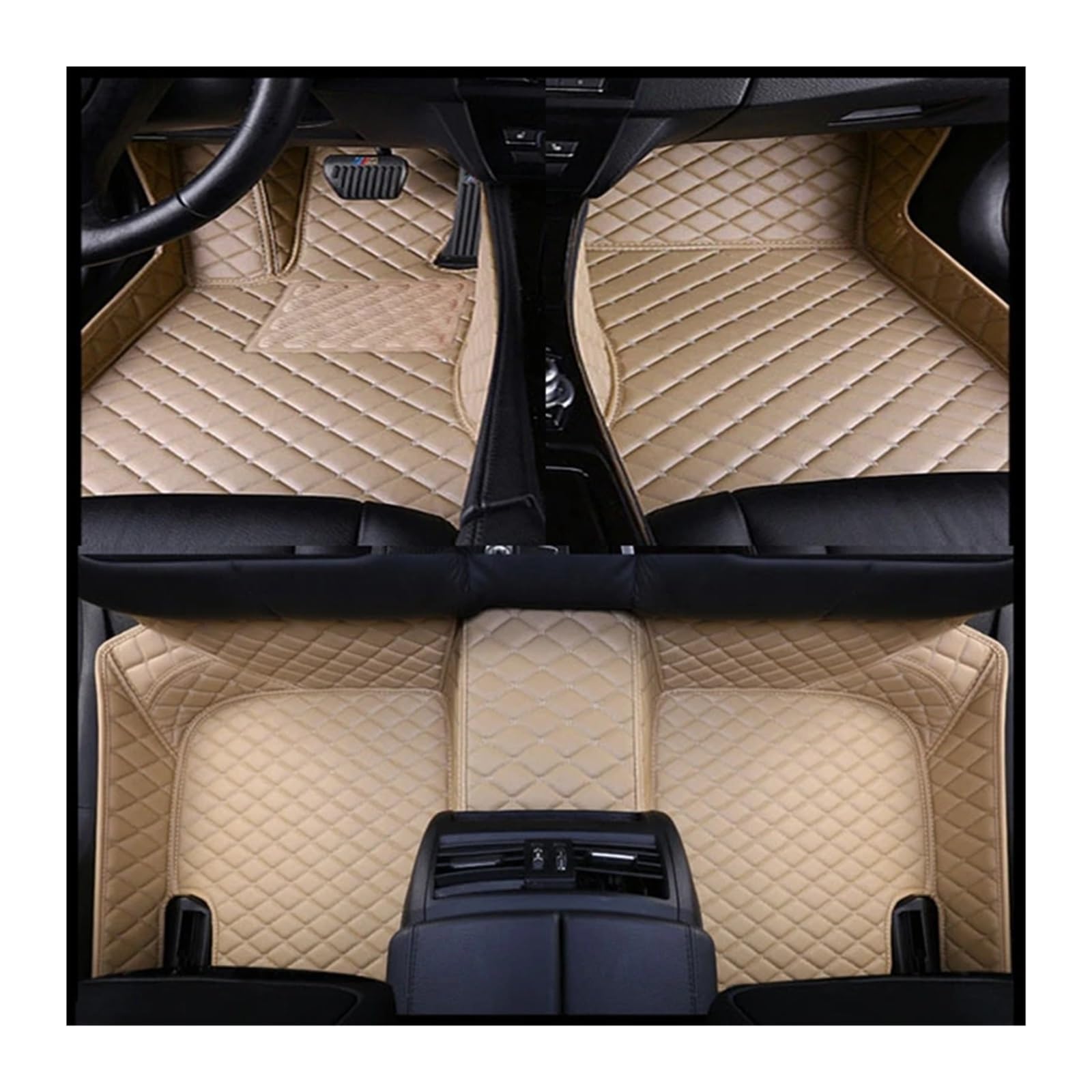 Autofußmatten-Set Fit Für Chrysler 300C 300 2005-2023 Künstliche Leder Custom Auto Fußmatten Auto Innen Antirutschmatte Auto(Beige,2012-2023) von LCQSYE