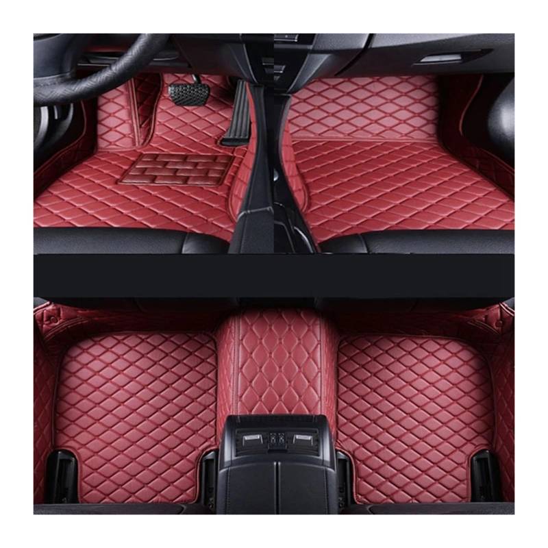 Autofußmatten-Set Fit Für Chrysler 300C 300 2005-2023 Künstliche Leder Custom Auto Fußmatten Auto Innen Antirutschmatte Auto(Red,2005-2011) von LCQSYE