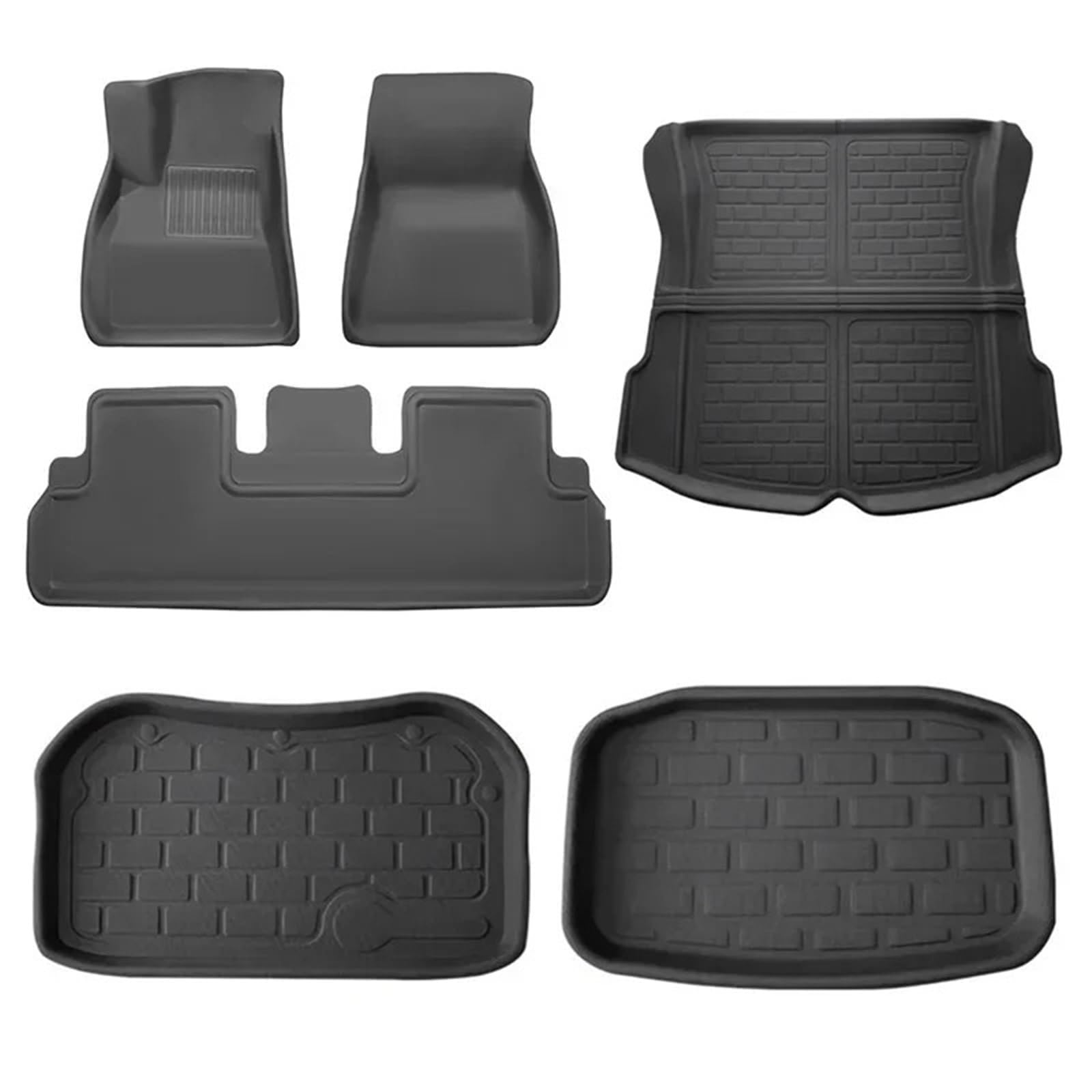 Autofußmatten-Set Passend für Tesla Model Y Auto Fußmatte Linkes Hinterrad Gemusterte Fußpolster Bodenmatte XPE Universalfahrzeug Antirutschmatte Auto(3 Full car mat) von LCQSYE