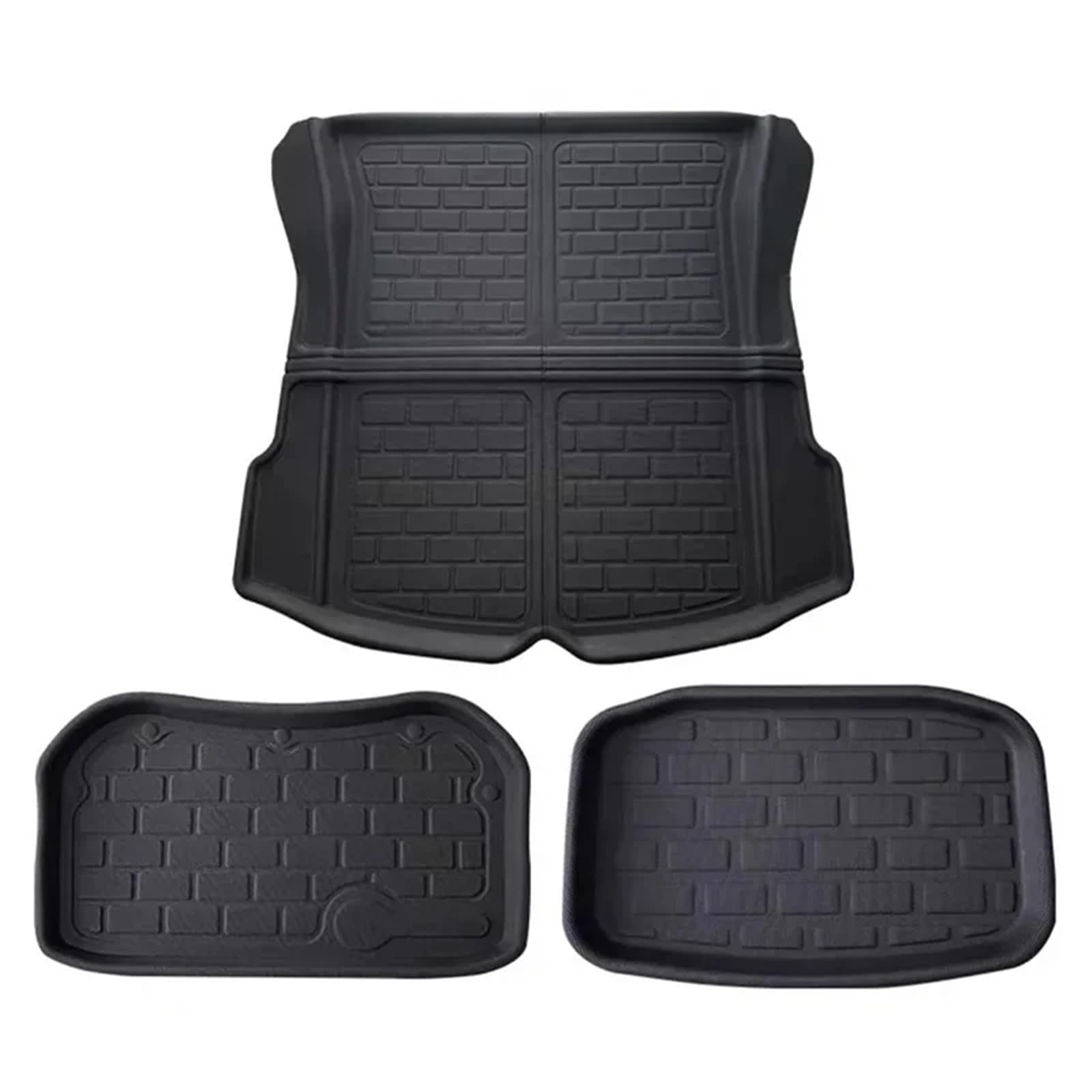 Autofußmatten-Set Passend für Tesla Model Y Auto Fußmatte Linkes Hinterrad Gemusterte Fußpolster Bodenmatte XPE Universalfahrzeug Antirutschmatte Auto(3 Trunk mat Three-Piece Set) von LCQSYE