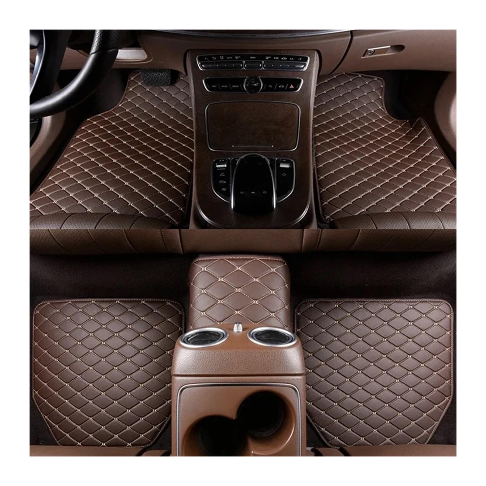 Autofußmatten-Set Universal Auto Matten Wasserdicht PU Leder Auto Fuß Pad Protector Automobil Innen Teppich Vorne Hinten Antirutschmatte Auto(Coffee) von LCQSYE