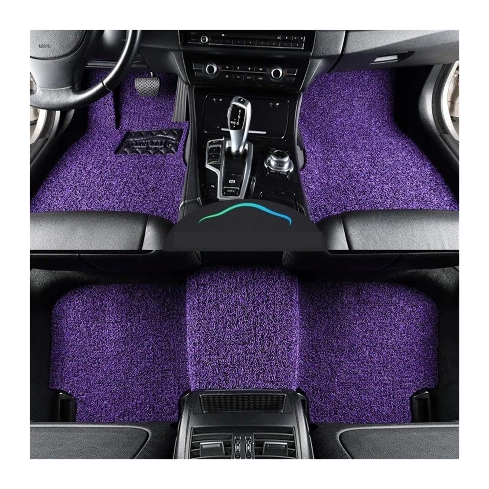 Autofußmatten-Set Universelle Auto-Fußmatte, leicht zu reinigen, Fahrzeugmatte, Boden-Pedalmatte, kann Frostschutzmittel schneiden, Auto-Bodenmatte Antirutschmatte Auto(Black Purple 15mm Thick) von LCQSYE