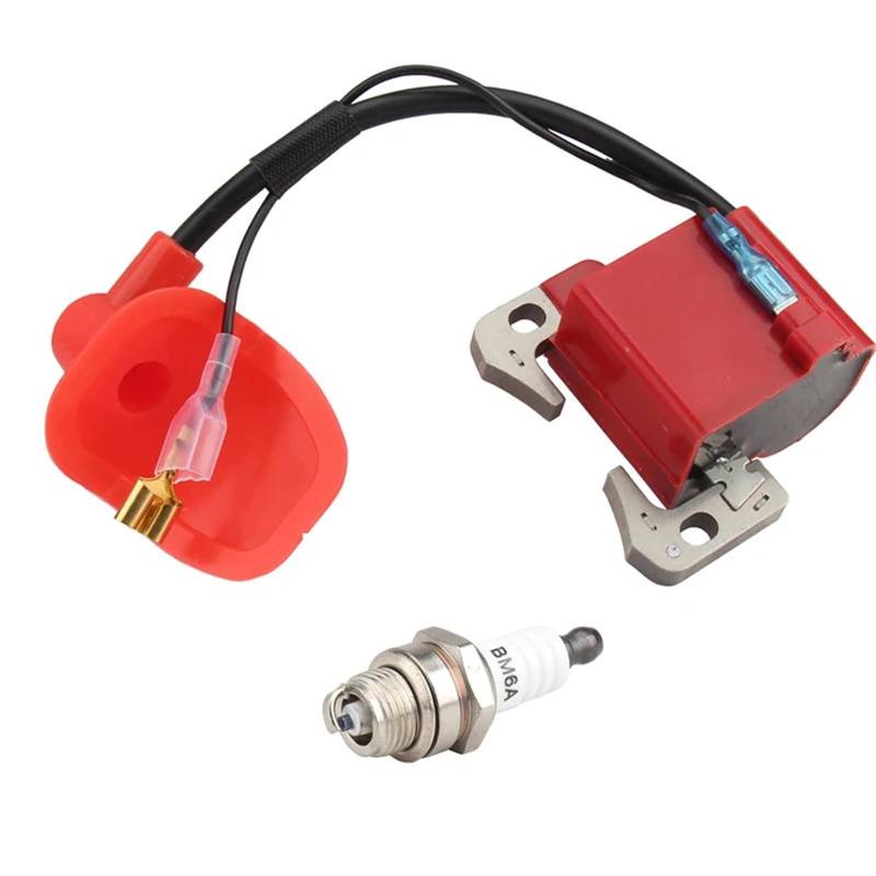 zündspule Rote ZÜNDSPULE Für 43cc 47cc 49cc Mini Quad Pocket Dirt Bike ATV 2-Hub Motor Teil Mit Zündkerze Ignition Coil(Spark Plug Coil red) von LCQSYE