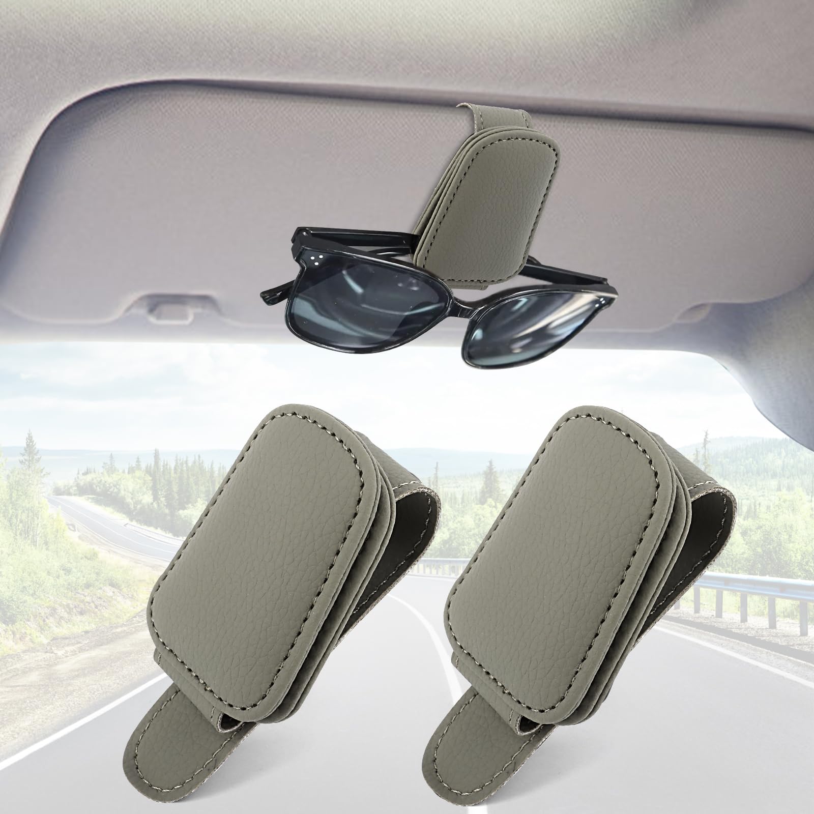 LDERFIV 2 Pièces Porte Lunettes Pour Voiture, Magnétique Support Lunettes Pour Voiture, Universel Porte-lunettes Pour Visière de Voiture, Porte-lunettes de Soleil Ticket Clip von LDERFIV