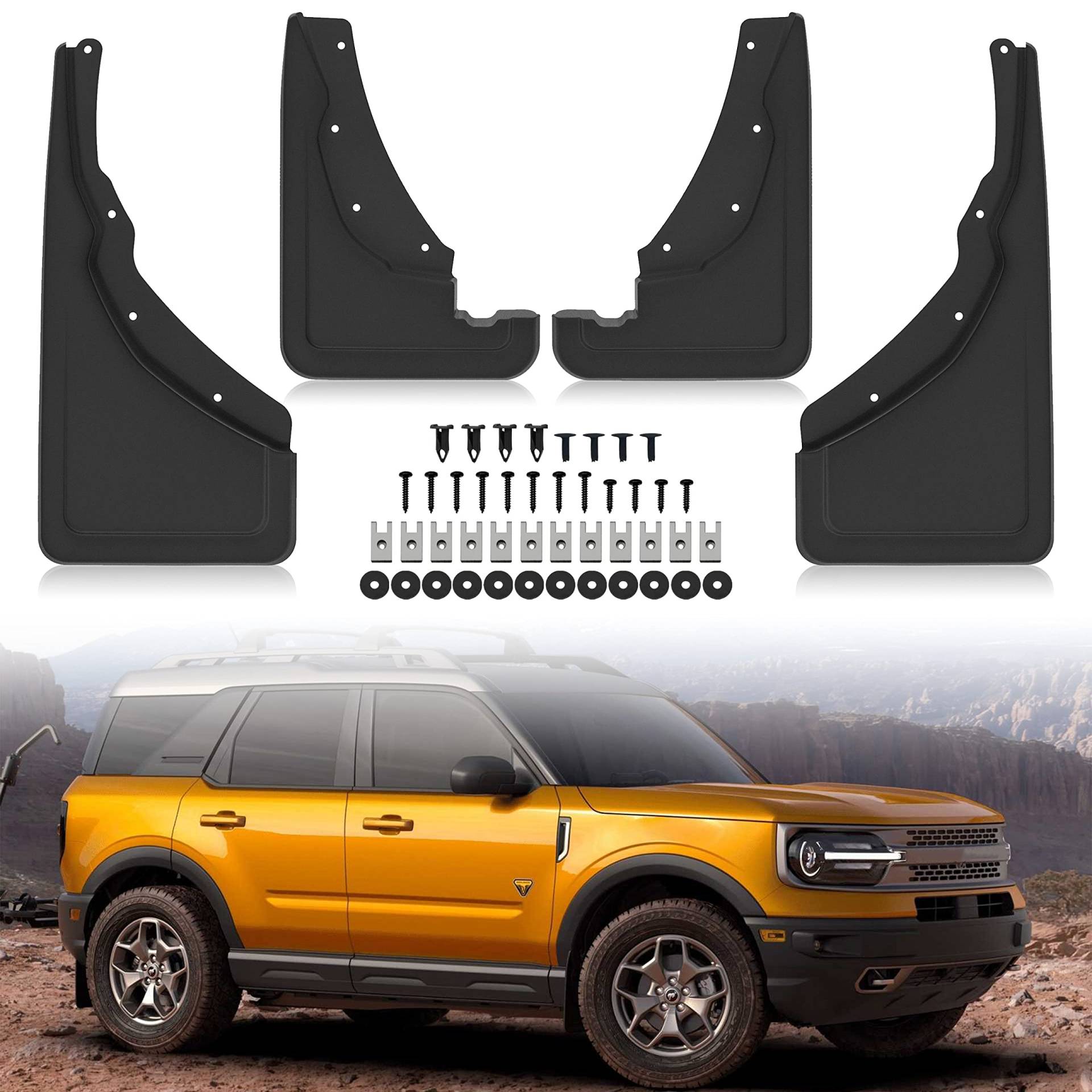 LDETXY Schmutzfänger für Ford Bronco Sport 2021 2022 Ford Bronco Sport, Spritzschutz vorne und hinten, Zubehör für Ford Bronco Sportzubehör, ersetzt P/N #M1PZ-16A550-AA #M1PZ-16A550-AA #M1PZ-16A550-BA von LDETXY