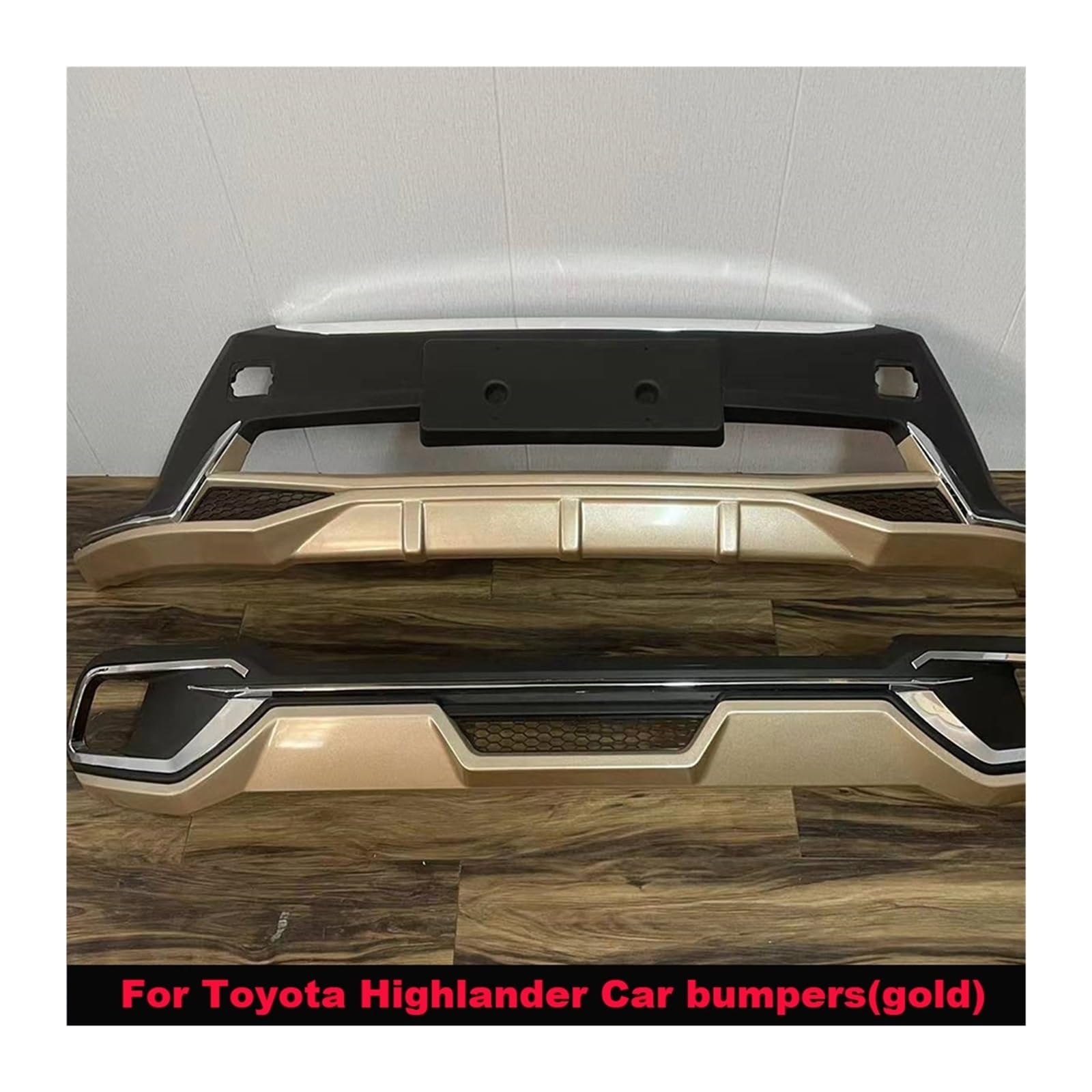 LDFREBCX Spoilerlippe for vordere und hintere Stoßstange, kompatibel mit Toyota Highlander 2015–2017, glänzend/matt schwarz/Kohlefaser-Look/weiß, Auto-Splitter(One set bumper red) von LDFREBCX