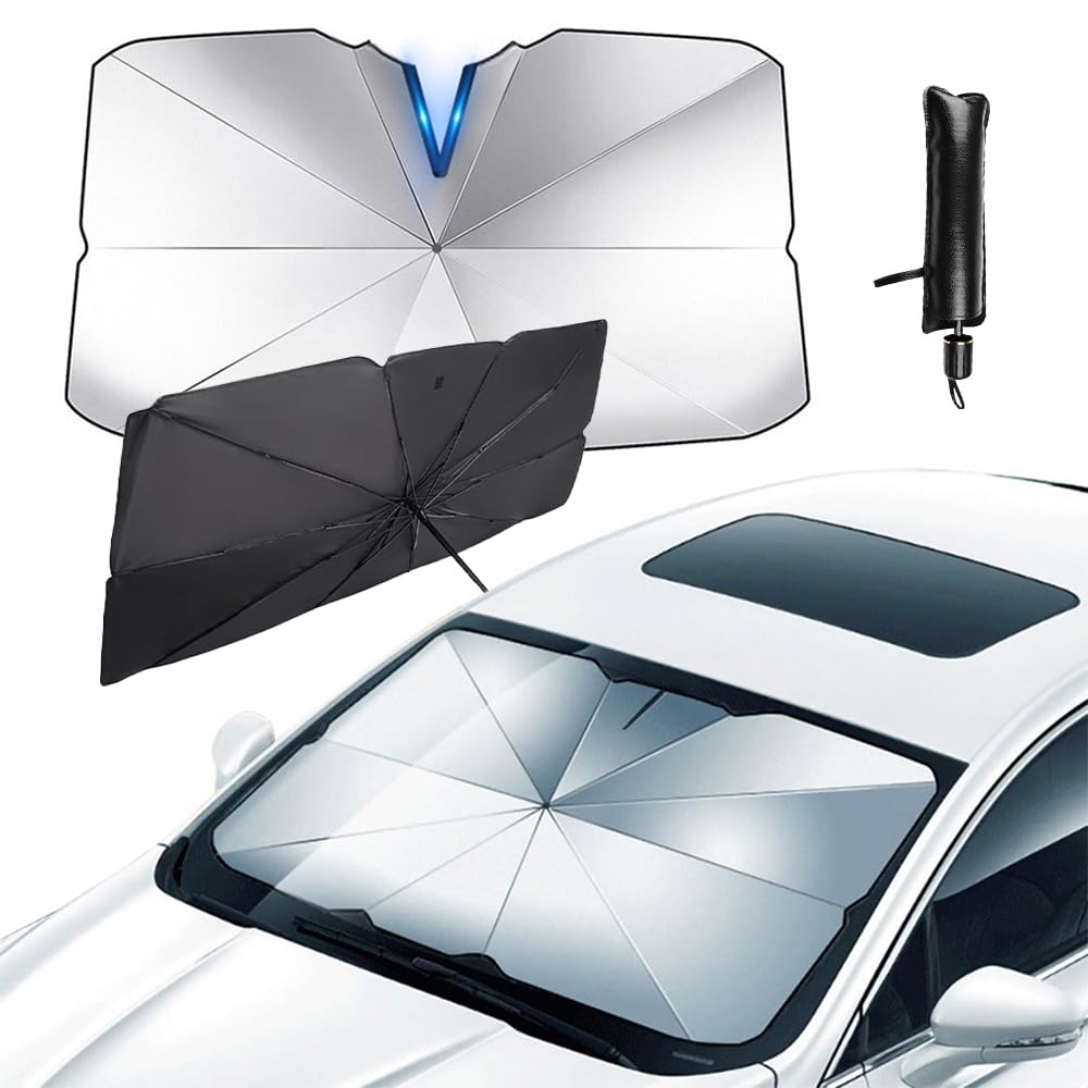 Sonnenschirm Auto für Chevrolet Sail Hatchback 2005-2013, 360° Faltbar Auto Sonnenschutz zu Frontscheibe, UV-Schutz Wärmeisolierung innen Auto-Sonnenschirm Regenschirm,B 140×80cm von LDJSNC