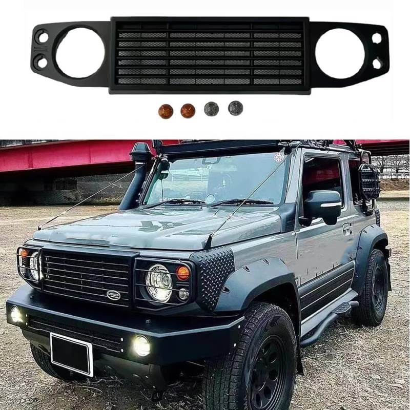 Auto Front Stoßstange Kühlergrill für Suzuki Jimny 2019-2024, ABS-Kunststoff, Schwarz, Auto, Kühlergrill, Suzuki Jimny 2019-2024 Front Grille von LDKH