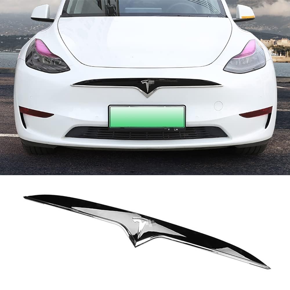 Auto-Kühlergrill-Zierstreifen für Tesla Model Y Model 3, 3D-Kühlergrill-Abdeckung Außenmodifikation Zubehör Dreifarbiges ABS-Material,ModelY-Silver von LDKH