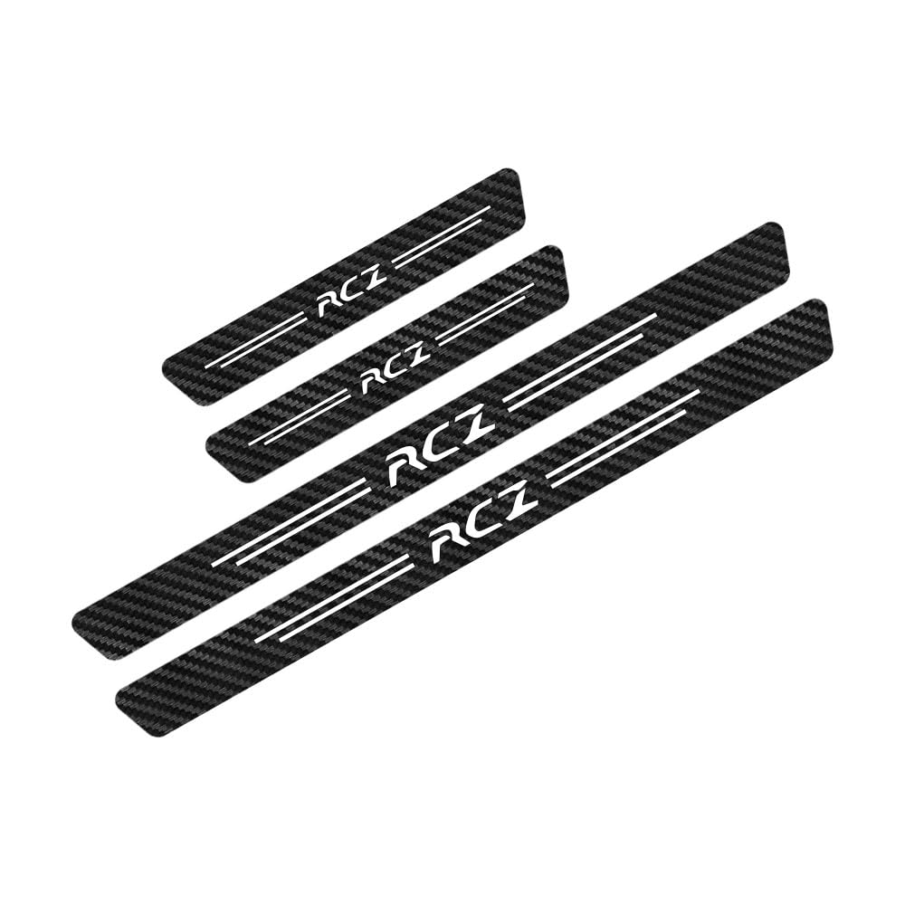 4 Stück Auto Carbon Fiber Einstiegsleisten für Peugeot 308 307 208 5008 107 206 306 207 108 301 508 RCZ Rifter 407 2008 3008, rutschfeste Anti-Kratz Scuff Türschweller Aufkleber mit Logo,O von LDKHL