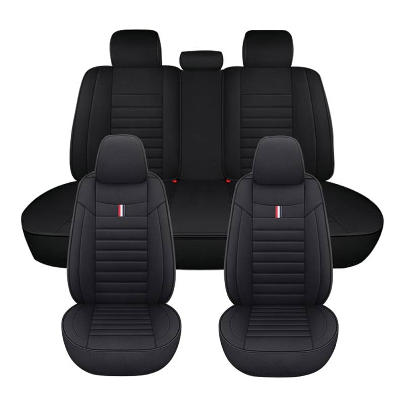LDKHL 5 Set Autositzbezug für FORD Focus MK2 Edge Explorer Ecosport, Faserleinen Atmungsaktives Kissen Auto zubehör, Airbag-kompatibel,Black-StandardVersion von LDKHL