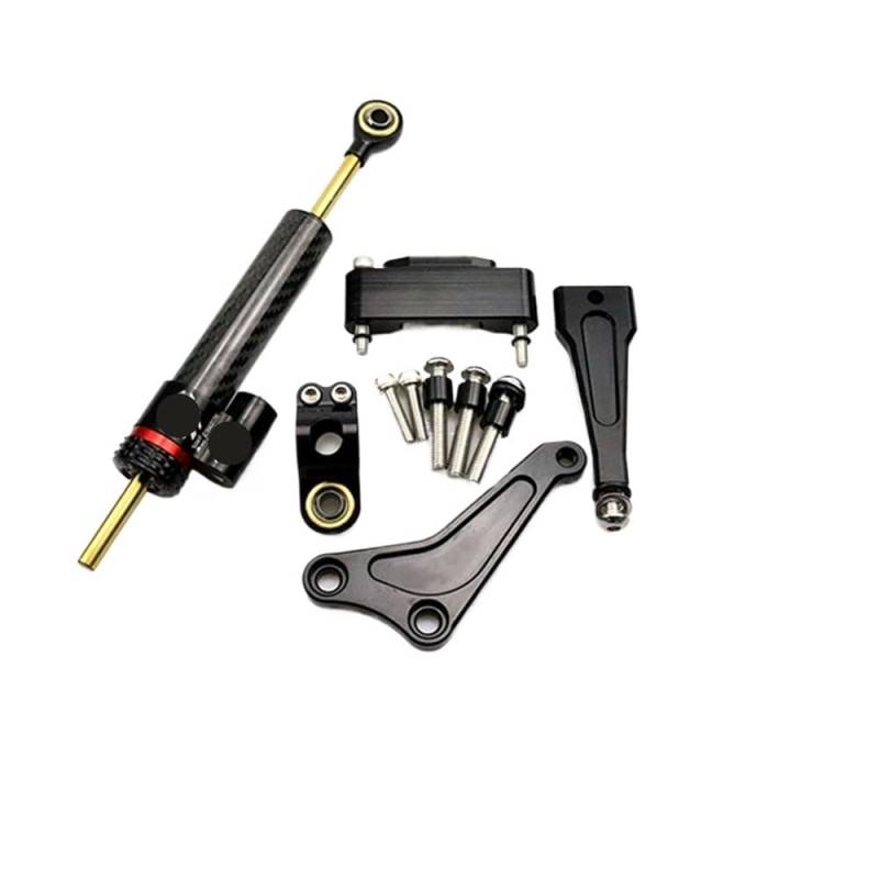 Für Street Für Triple 765r 765rs 1200rs Motorrad Lenkung Stabilisator Dämpfer Montage Halterung Kit(B Black Set) von LDUTIU