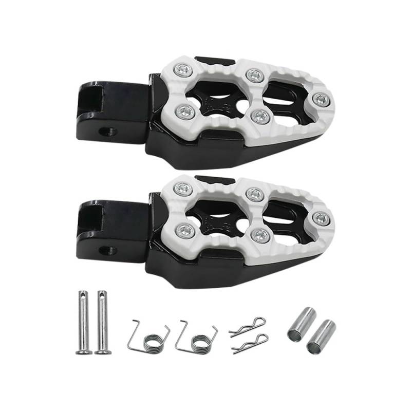 LDUTIU Fußrasten 1 Paar Universal Fuß Pedale Winkel Einstellbar Für Motorrad Roller ATV Fußrasten Fuß Peg(White) von LDUTIU