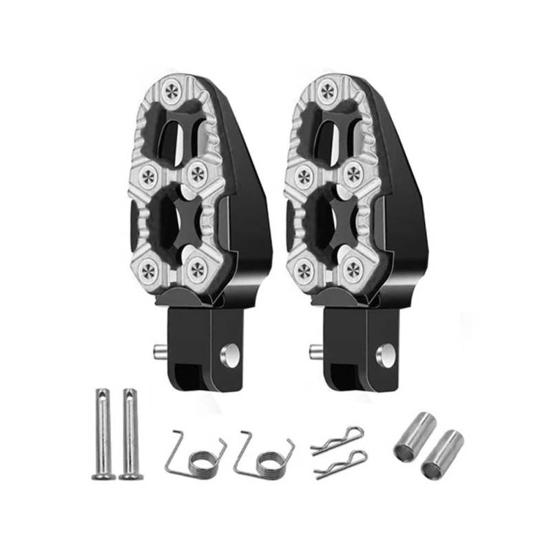 LDUTIU Fußrasten 2PCS Motorrad Fuß Pedale Einstellbar Für Roller ATV Fußrasten Fußrasten Universal(White) von LDUTIU