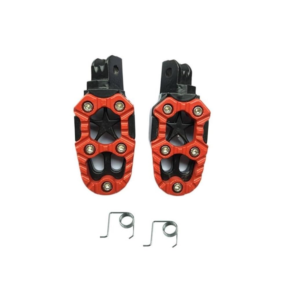 LDUTIU Fußrasten 2Pcs Motorrad Fußrasten Universal 8mm Metall Pedale Fußstützen Für Dirt Bike(Red) von LDUTIU