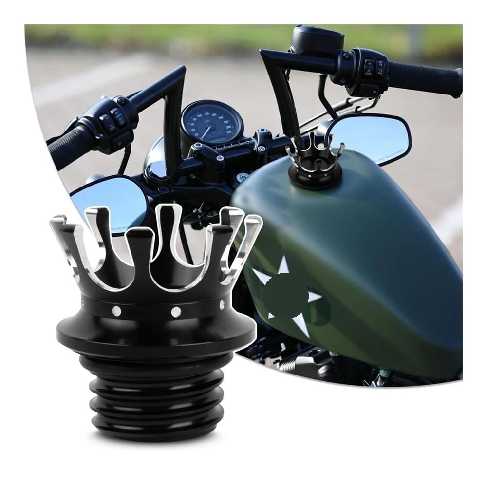 Motorrad Benzintankkappe Motorrad Heizöl Gas Tank Entlüftet Kappe Abdeckung King Crown Stil Für Harl&ey Sportster XL 1992-2023 Touring Road King Zubehör von LDWPMFD