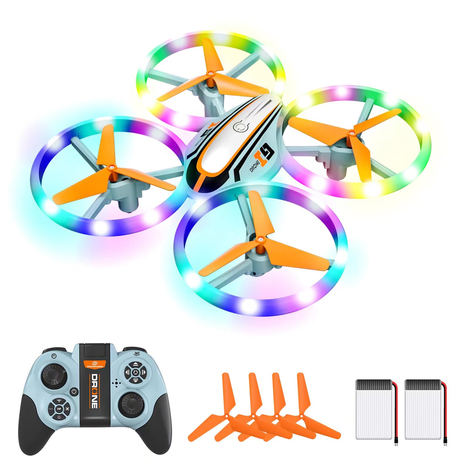 i9 Drohne für Kinder, RC Quadrocopter mit LED Lichter, Kopflos Modus, Höhenhaltung, 3D Flip und 2 Akkus, Spielzeug Geschenke für Jungen Mädchen Anfänger von LEAPRCSTORE