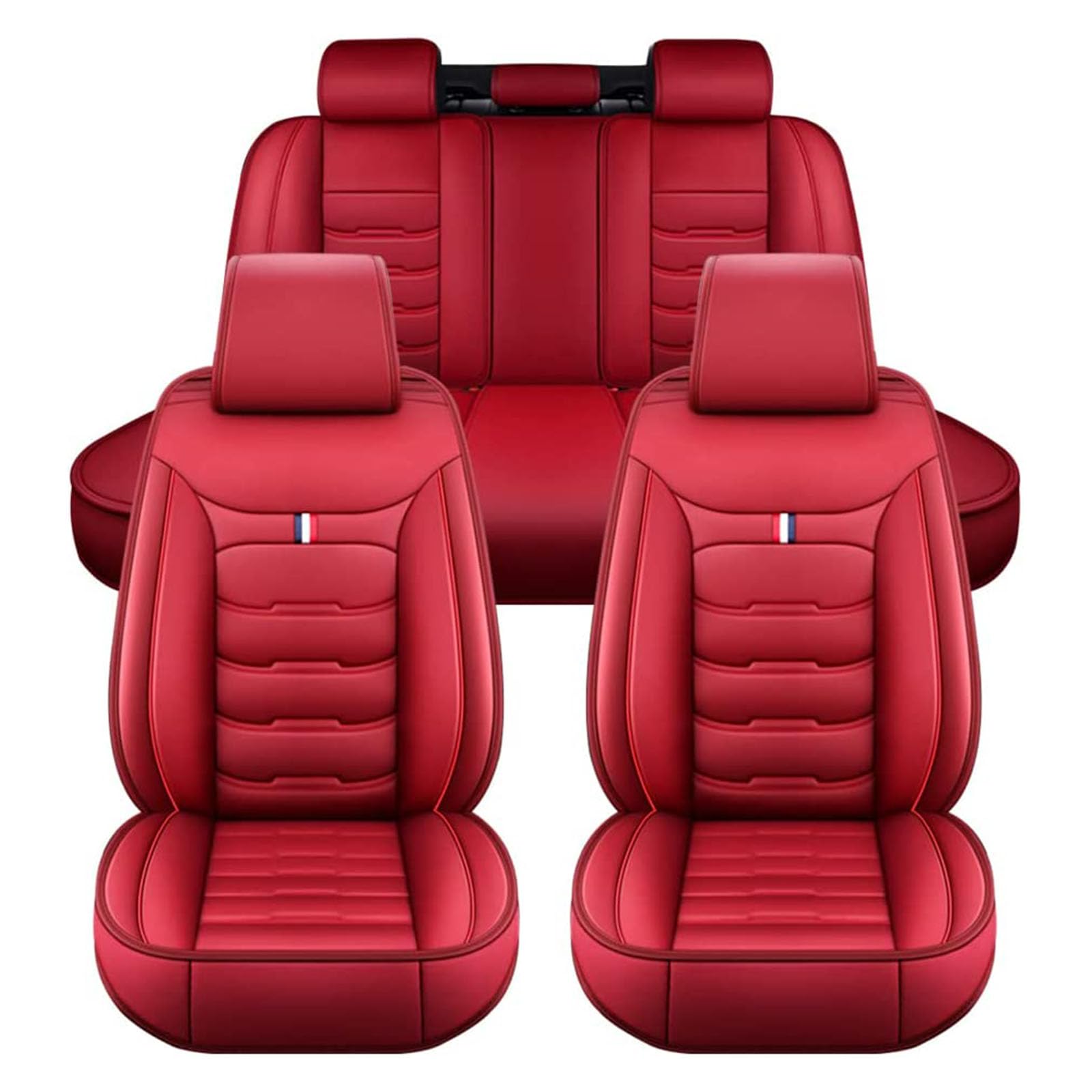 Auto Sitzbezüge Set für Peugeot 2008 2020-2023, 5 Sitzer PU Leder Autositzschoner, Wasserdichter Atmungsaktiver Autositzbezüge, Verschleißfestes Innenzubehör, D Red von LECREA