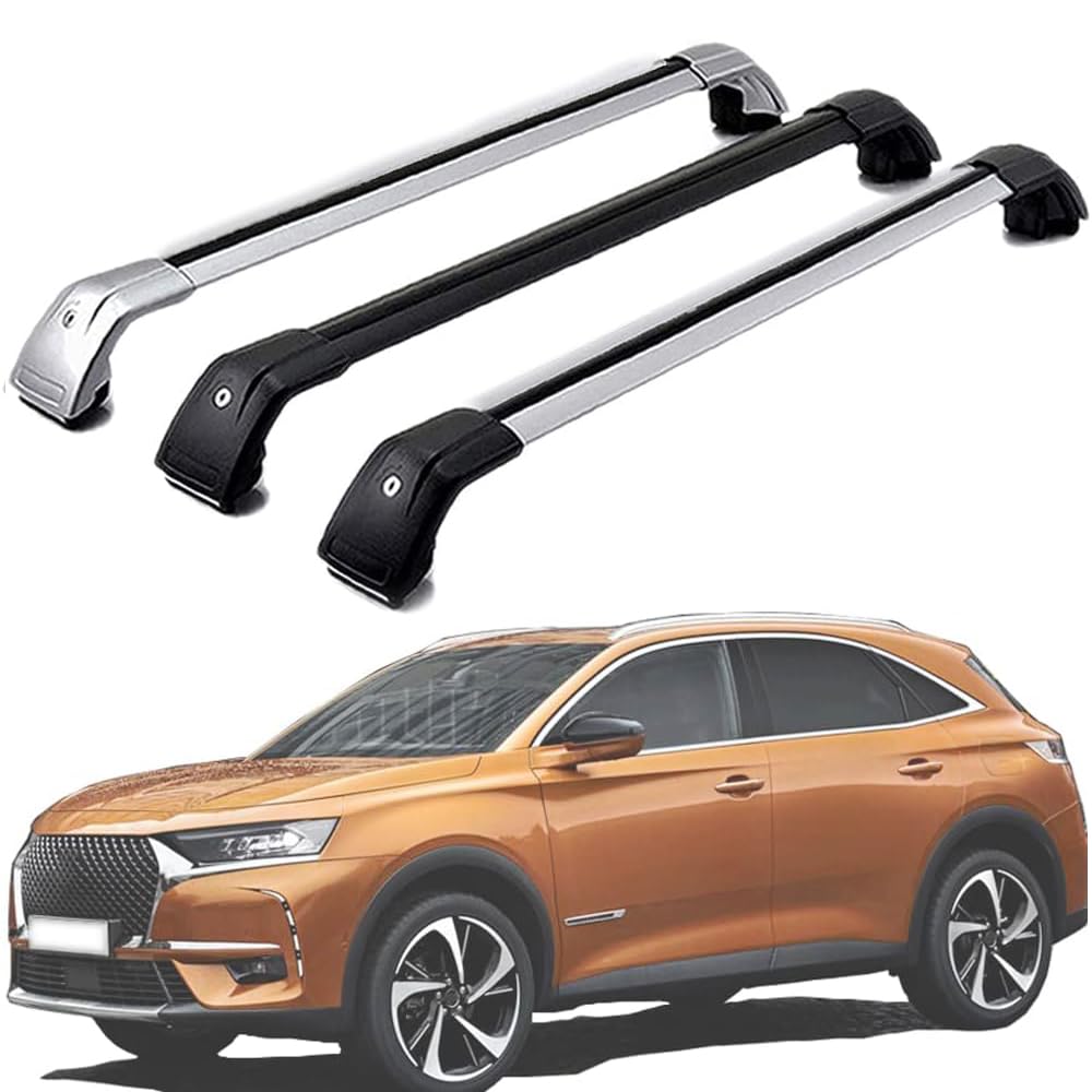 DachträGer RelingträGer für DS7 Crossback SUV 2018-, Dachgepäckträger Aluminium AbschließBar mit Geschlossene Dachreling A Paar,Silver-1 Pair von LECREA