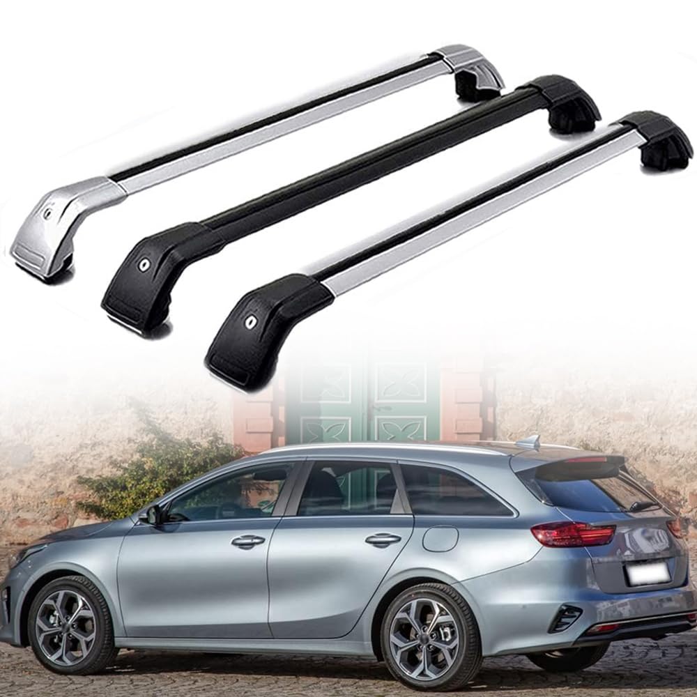 DachträGer RelingträGer für Kia Ceed Sportswagon SW Estate 2012-2022, Dachgepäckträger Aluminium AbschließBar mit Geschlossene Dachreling A Paar,Black-1 Pair von LECREA