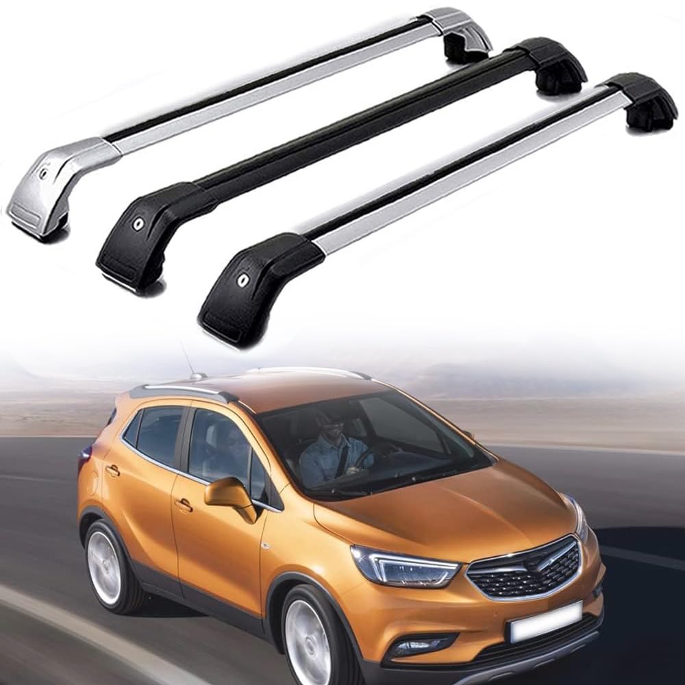 DachträGer RelingträGer für Opel Vauxhall Mokka X SUV 2016-2022, Dachgepäckträger Aluminium AbschließBar mit Geschlossene Dachreling A Paar,Black-1 Pair von LECREA