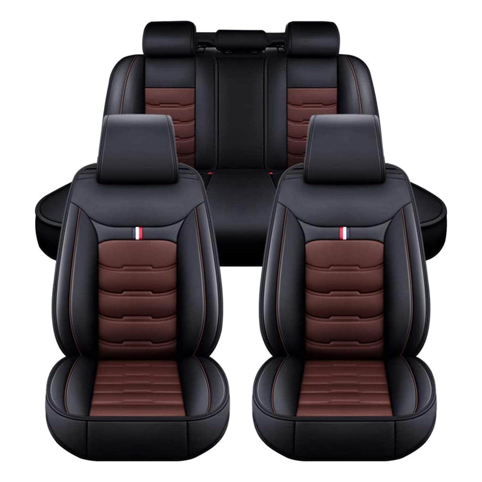 LECREA Auto Sitzbezüge Set für Nissan X Trail 2017-2020, 5 Sitzer PU Leder Autositzschoner, Wasserdichter Atmungsaktiver Autositzbezüge, Verschleißfestes Innenzubehör, B Black+Coffee von LECREA