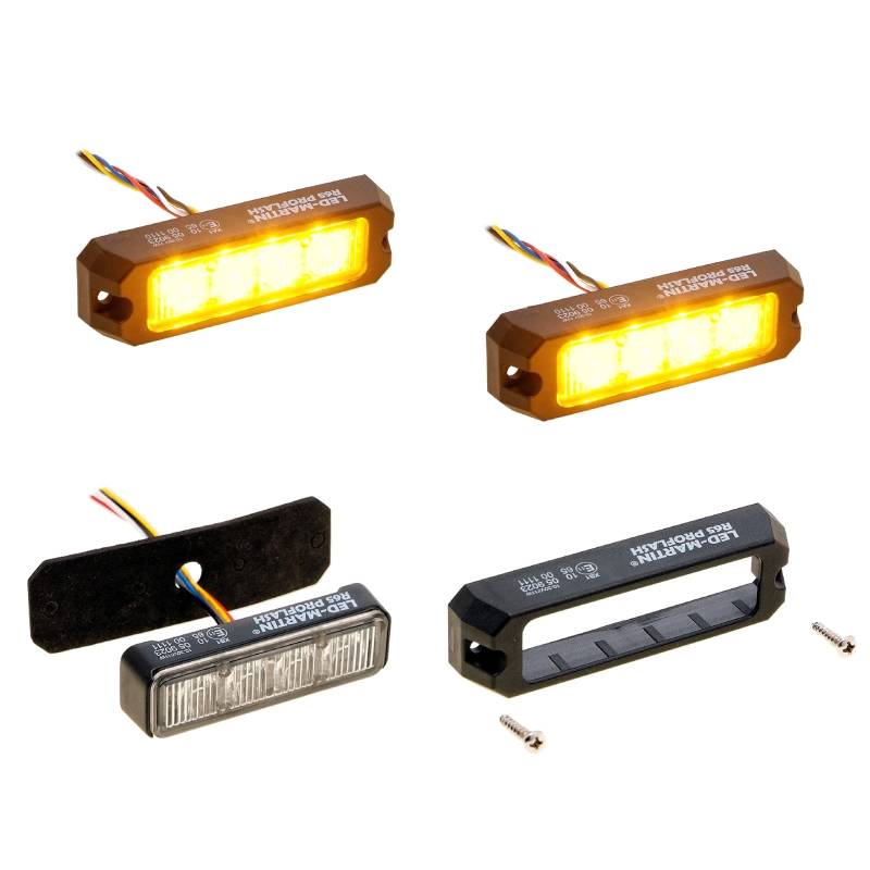 LED-MARTIN 2er Sparset R65 PROFLASH gelb - Frontblitzer - Straßenräumer -Blitzmodul - Pannendienst - Schwertransport - LKW von LED-MARTIN