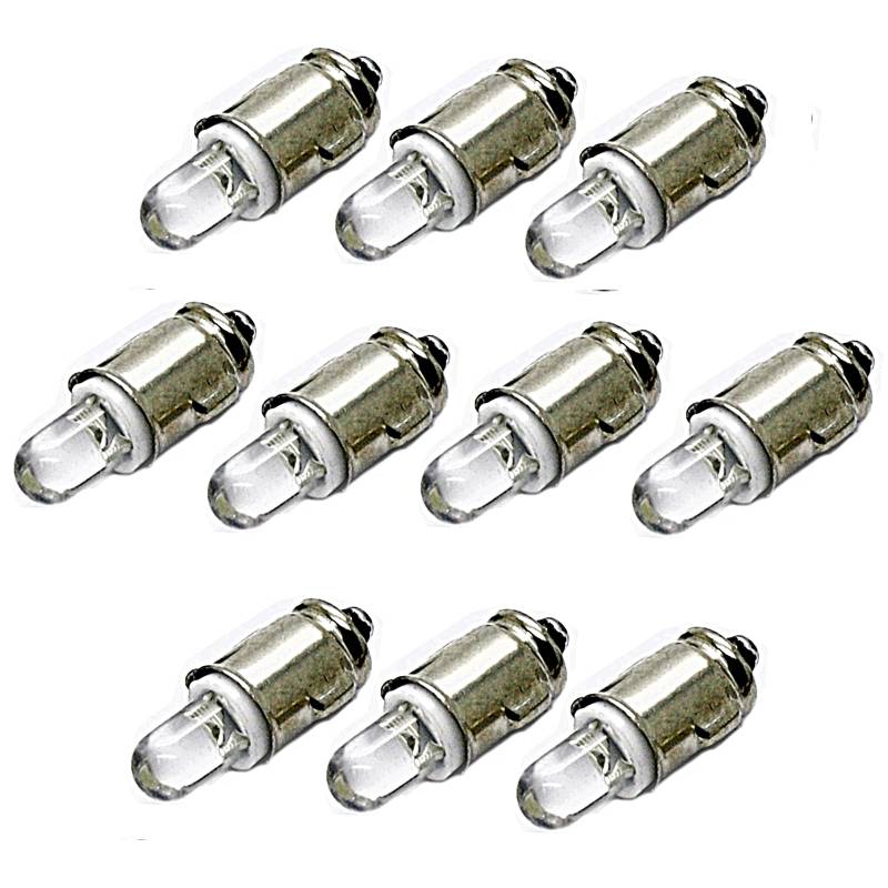 LED-Mafia 10x BA7S - 12V - weiß blau rot grün gelb - Halogen Tachobeleuchtung Tacho Instrumentenbeleuchtung Cockpit (weiß) von LED-Mafia