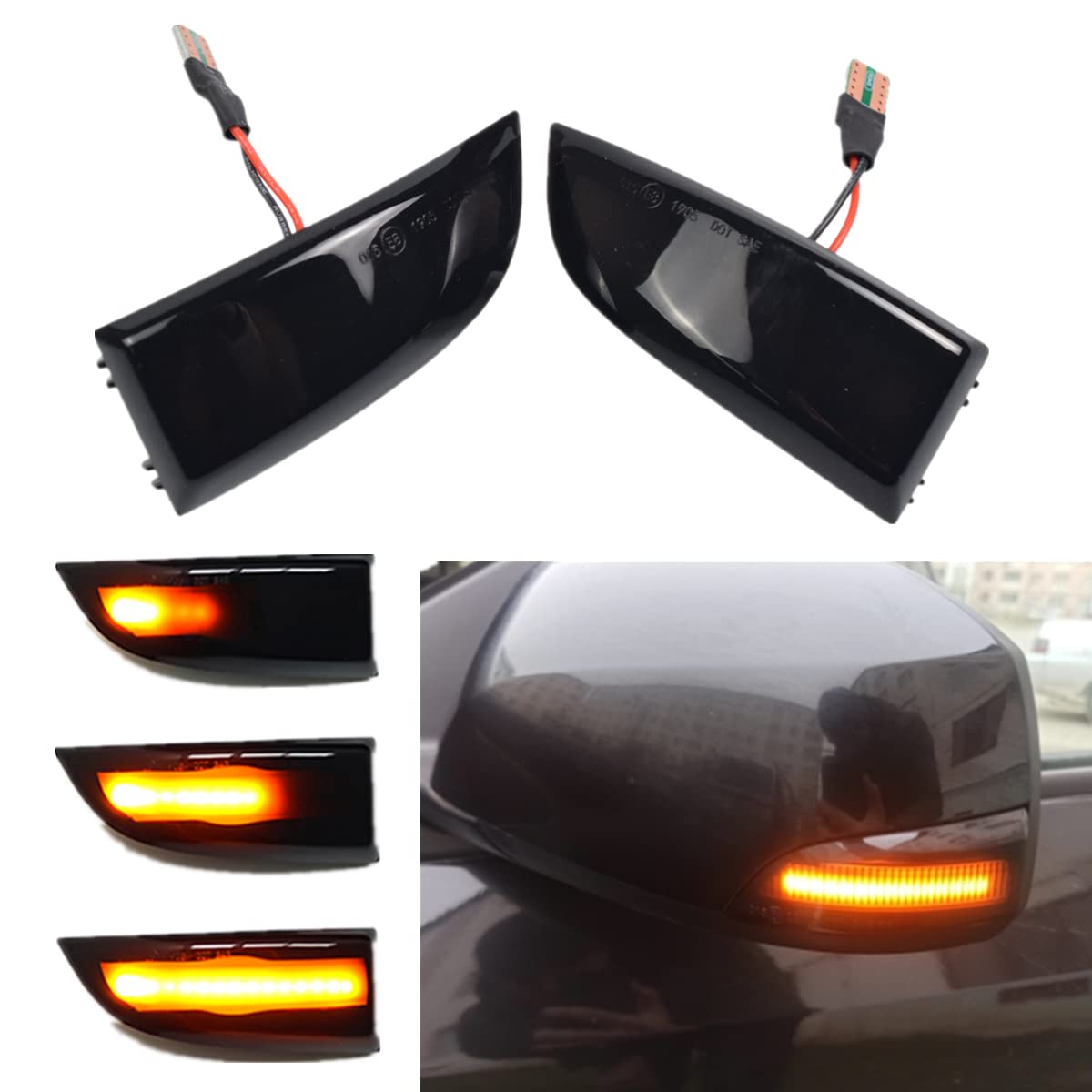 LEDFEWAG 2 Stück LED Tagfahrlicht Seitenblinker Dynamisch Bernstein Rückspiegel kompatibel für Renault Megane 3 MK3 III 2008-2016 von LEDFEWAG