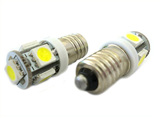 LEDLUX 2 Stück LED-Lampe E10 1W Miniaturschraube 5 Smd No Lights Polarität (6V) [Energieeffizienzklasse A] (6V) von LEDLUX