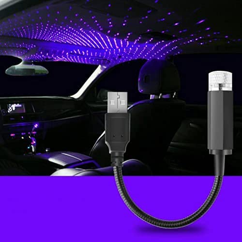 Auto Innen Dach LED Sternenlicht USB Atmosphäre Sternenhimmel Nacht Projektor Lampe für Auto Decke Schlafzimmer (Lila Blau) von LEEMASING