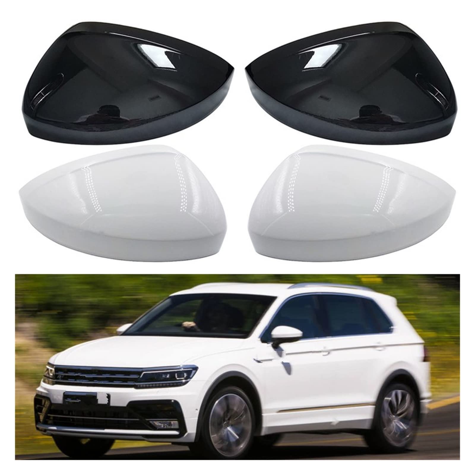 Spiegelkappen Für VW Für Tiguan 2017 2018 2019 2020 Auto Rück Ersetzen Links Rechts Auto Seite Spiegel Abdeckung Flügel Kappe Gehäuse Außenspiegelkappe (Farbe : A pair-White) von LEFEDA