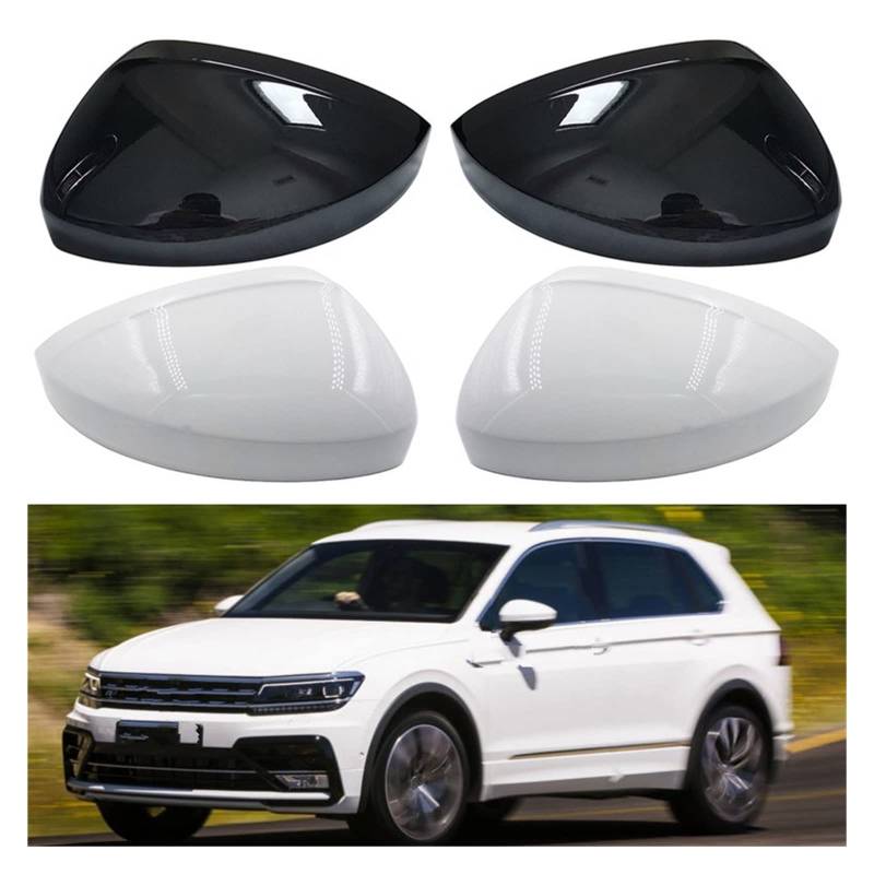 Spiegelkappen Für VW Für Tiguan 2017 2018 2019 2020 Auto Rück Ersetzen Links Rechts Auto Seite Spiegel Abdeckung Flügel Kappe Gehäuse Außenspiegelkappe (Farbe : Left-White) von LEFEDA