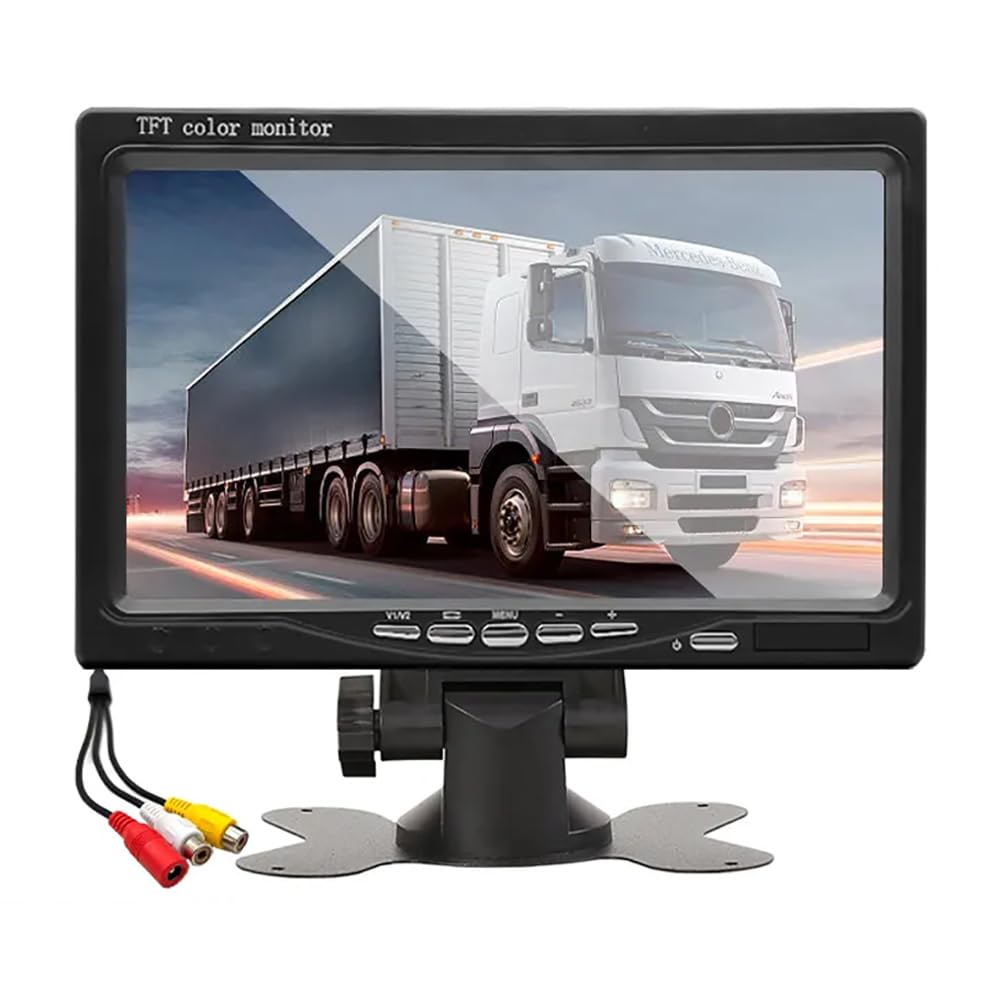 LEIDIMUS 7" AHD IPS Reversing Monitor, Quad Split Monitor 1024 * 600 HD, Backup Kamera System für RV LKW/Semi Box LKW/Anhänger,Av Plug von LEIDIMUS