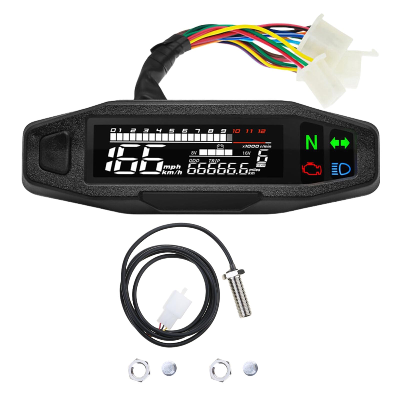 LEIDJGUN Tachometer Digitale Geschwindigkeit Meter LED Tachometer Dashboard Instrument Panel Meter LCD Display Universell von LEIDJGUN