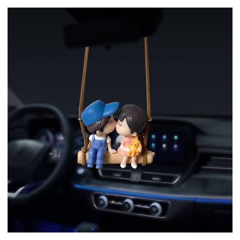 Auto Innenraum Zubehör Auto Innen Anhänger Dekor Nette Kuss Paar Schaukel Action Figur Hängen Gadget Auto Rückspiegel Frau Ornamente Zubehör Auto Innen Zubehör(Couple Blue) von LEIFEIS