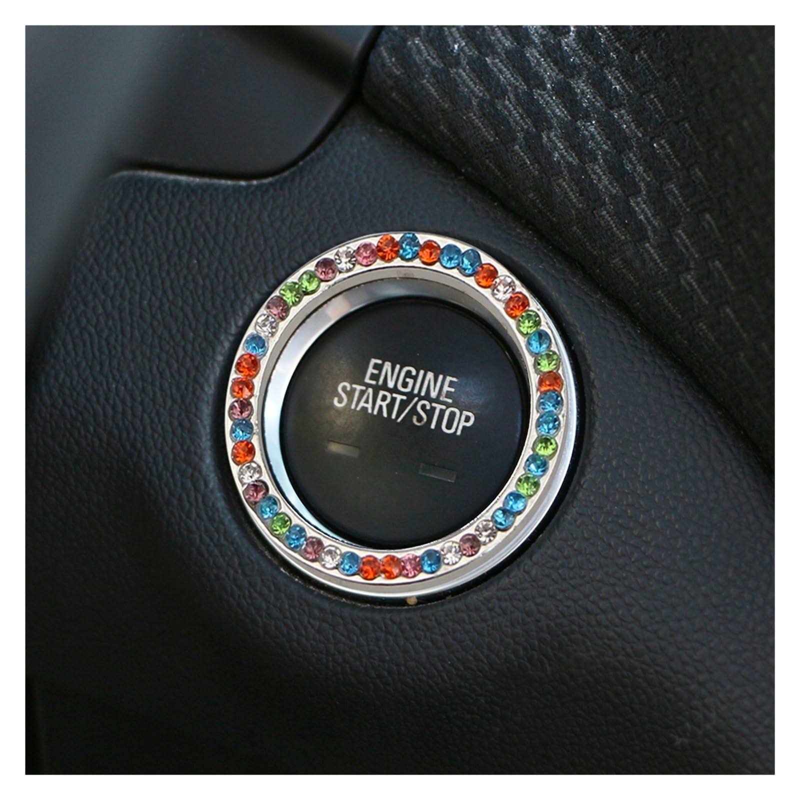 Auto Innenraum Zubehör Auto Zündschlüssel Ring Diamant Strass Aufkleber Für Auto Motorrad Styling Bling Dekoration Schlüssel Kreis Taste Auto Zubehör Auto Innen Zubehör(Colorful) von LEIFEIS