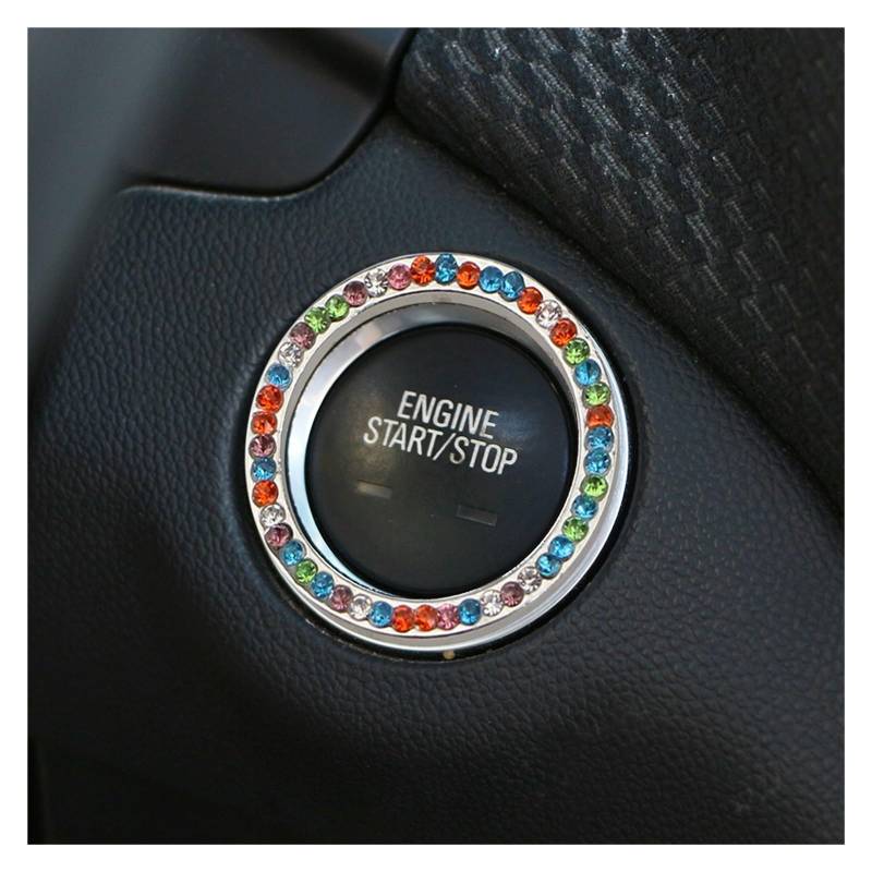 Auto Innenraum Zubehör Auto Zündschlüssel Ring Diamant Strass Aufkleber Für Auto Motorrad Styling Bling Dekoration Schlüssel Kreis Taste Auto Zubehör Auto Innen Zubehör(Colorful) von LEIFEIS