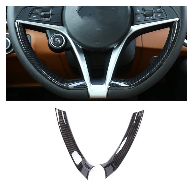 Auto Innenraum Zubehör Für Alfa Für Romeo Für Giulia Für Stelvio 2017 2018 2019 Auto Lenkrad Abdeckung Trim Innen Zubehör ABS Carbon Faser Auto Innen Zubehör(Style D-2 pcs) von LEIFEIS