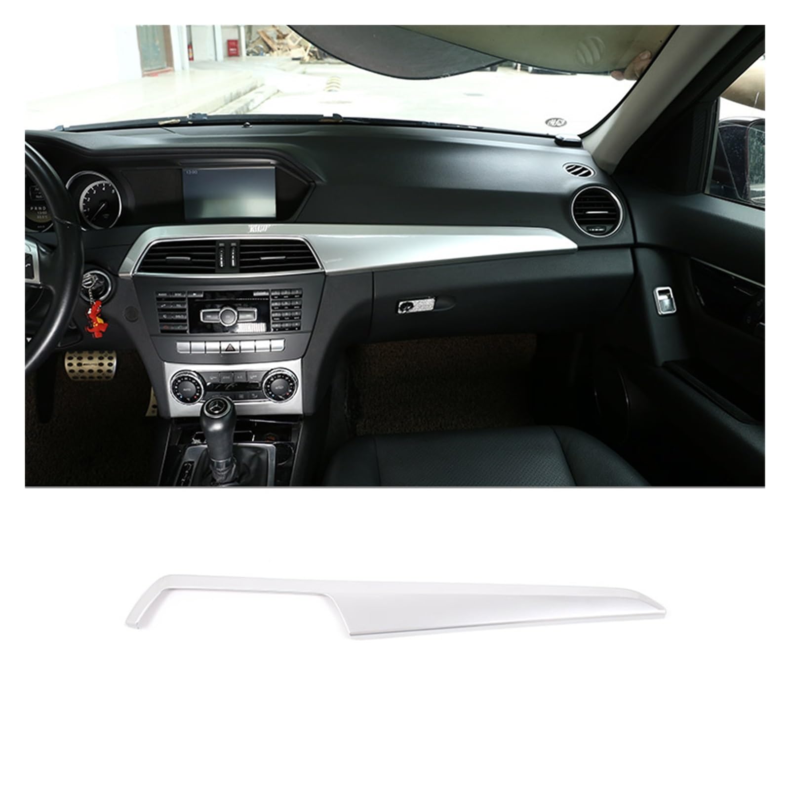 Auto Innenraum Zubehör Für Benz C Klasse W204 2010-2013 ABS Auto Interior Center Konsole Schutz Panel Abdeckung Trim Auto Zubehör Auto Innen Zubehör(Silber) von LEIFEIS