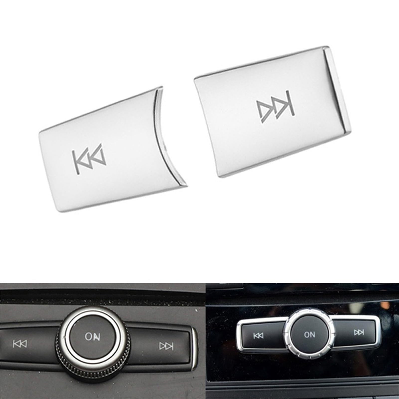 Auto Innenraum Zubehör Für Benz CE Für GLK W204 W212 X204 Auto Konsole Volumen Knob Knopf Abdeckung CD Panel Multimedia Schalter Taste Pailletten Aufkleber Auto Innen Zubehör(Silver Volume) von LEIFEIS