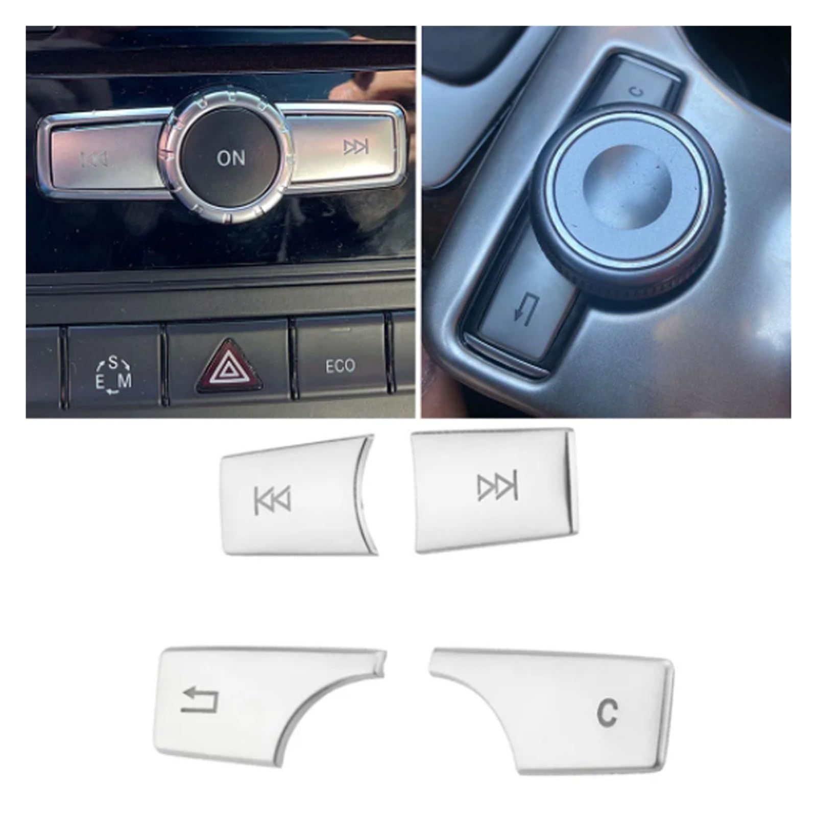 Auto Innenraum Zubehör Für Benz CE Für GLK W204 W212 X204 Auto Multimedia Volumen Schalter Taste Abdeckung Trim Aufkleber Innen Zubehör Auto Innen Zubehör(Silber) von LEIFEIS