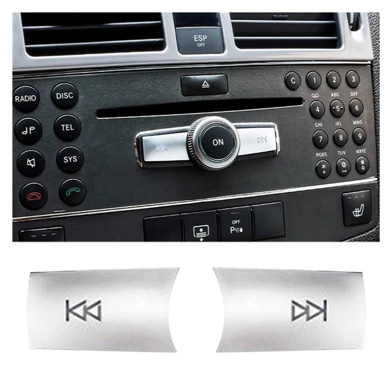 Auto Innenraum Zubehör Für Benz CE Klasse W204 W212 Für GLK X204 Auto Konsole CD Panel Multimedia Schalter Tasten Pailletten Volumen Taste Abdeckung Auto Innen Zubehör(Style C) von LEIFEIS