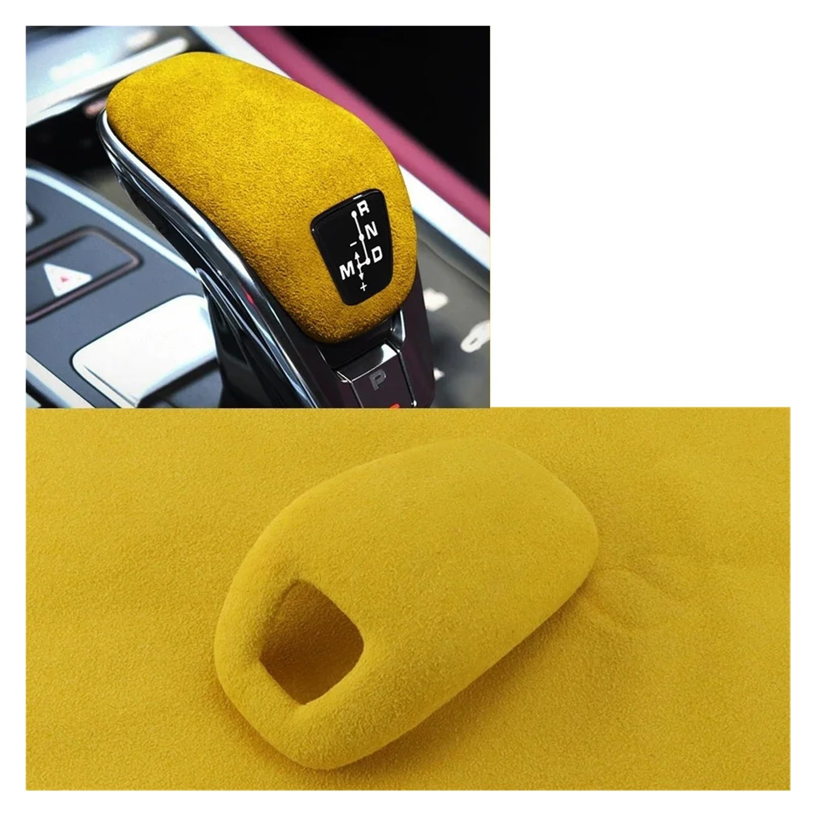 Auto Innenraum Zubehör Für Cayenne Für Panamera 971 Wildleder Auto Kopf Getriebe Shift Panel Knob Abdeckung Trim Rahmen Schutz Dekoration Aufkleber Innen Zubehör Auto Innen Zubehör(Yellow) von LEIFEIS